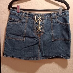 Jordache Denim Mini Squirt with Lace-Up Front